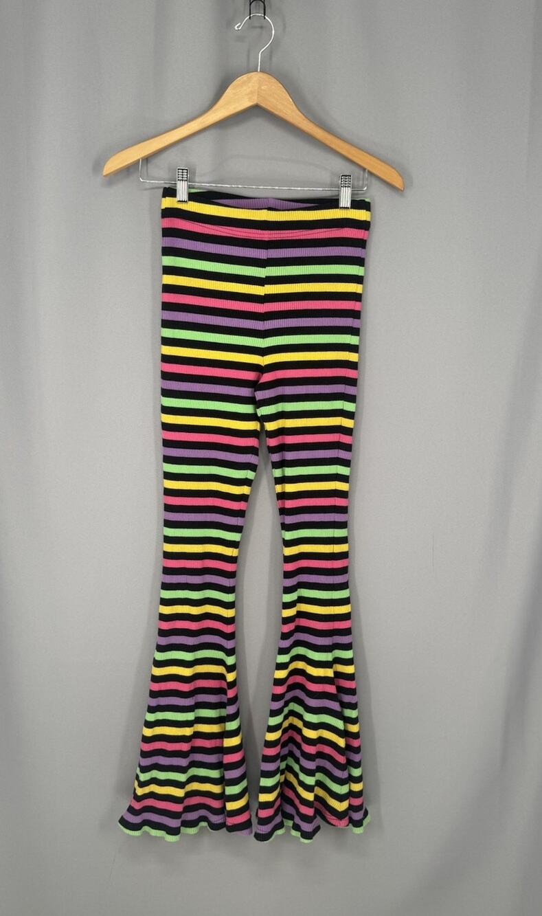 Killstar Flare Leggings Small Rainbow Striped Clowncore Pride Dopamine Rave